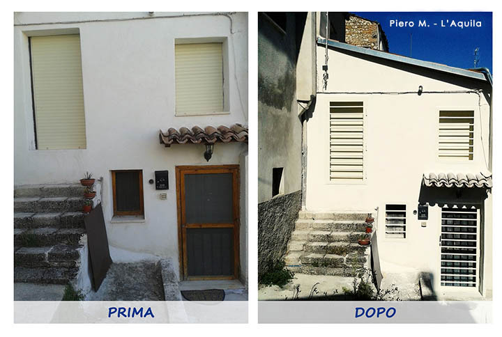 Grata di sicurezza modello vista prima e dopo l'installazione